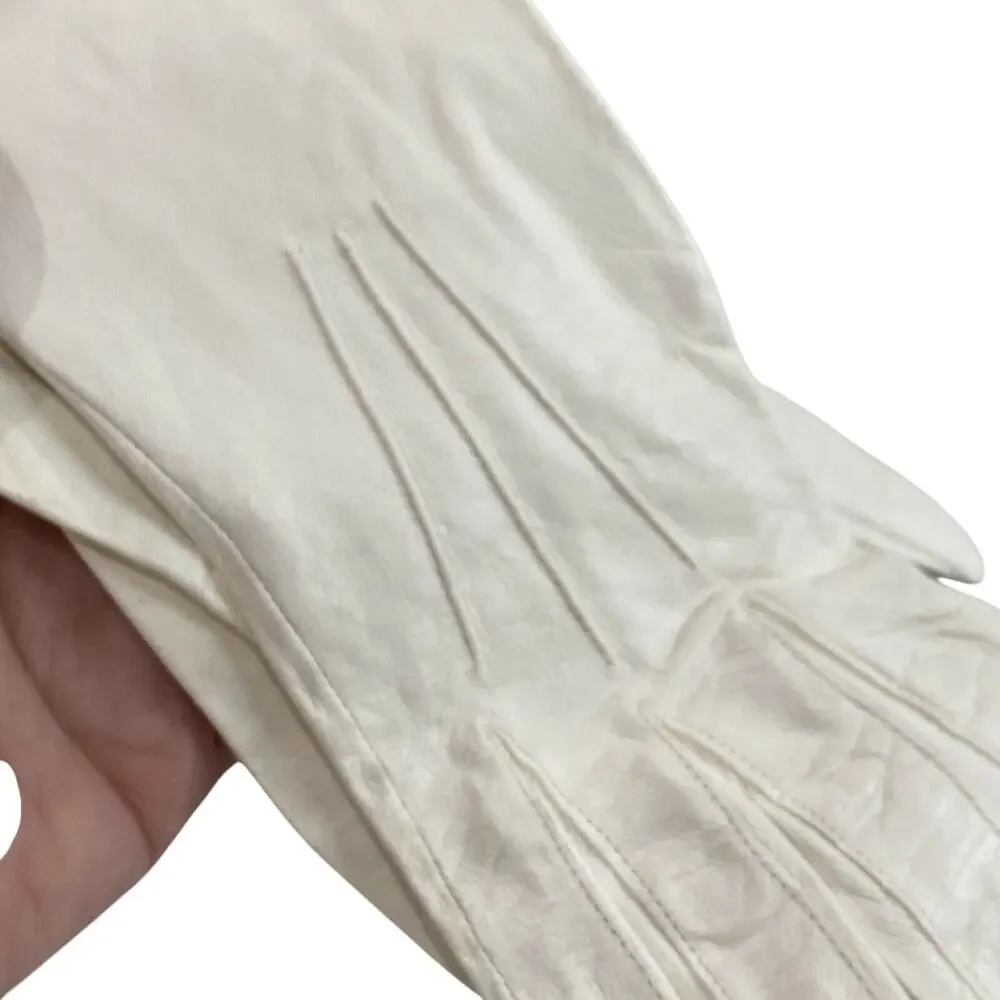 Vintage white kidskin leather dressy formal gloves ladies wedding prom event 6.5